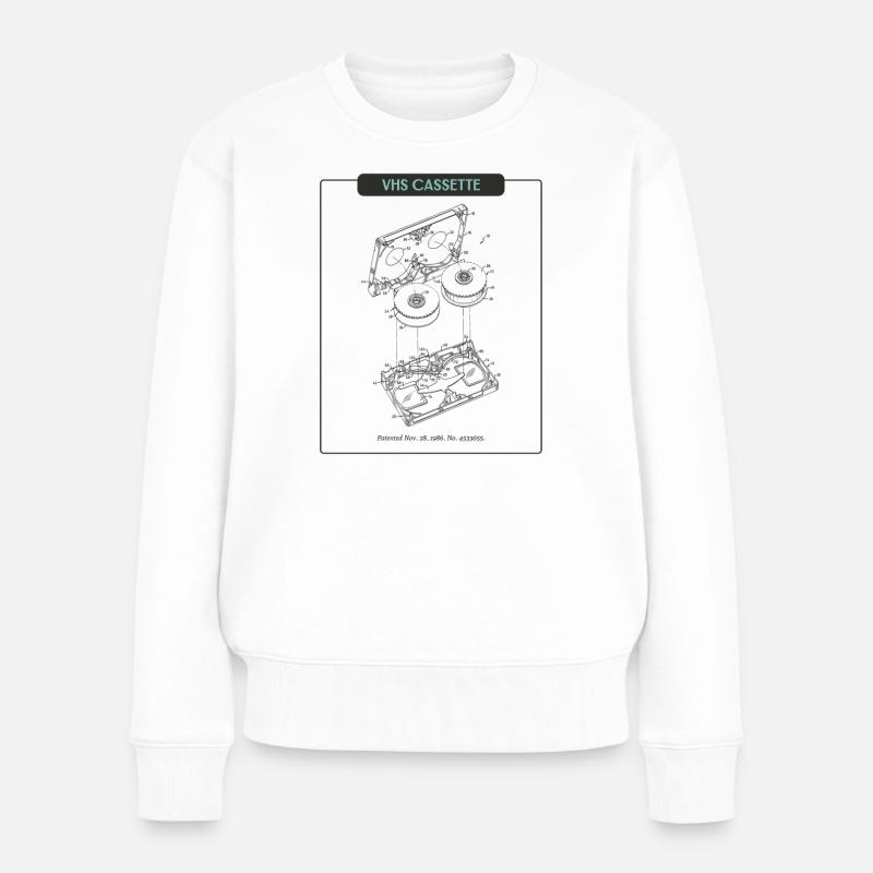 VHS Cassette Neon Outline - Women's Premium Organic Jumper - white