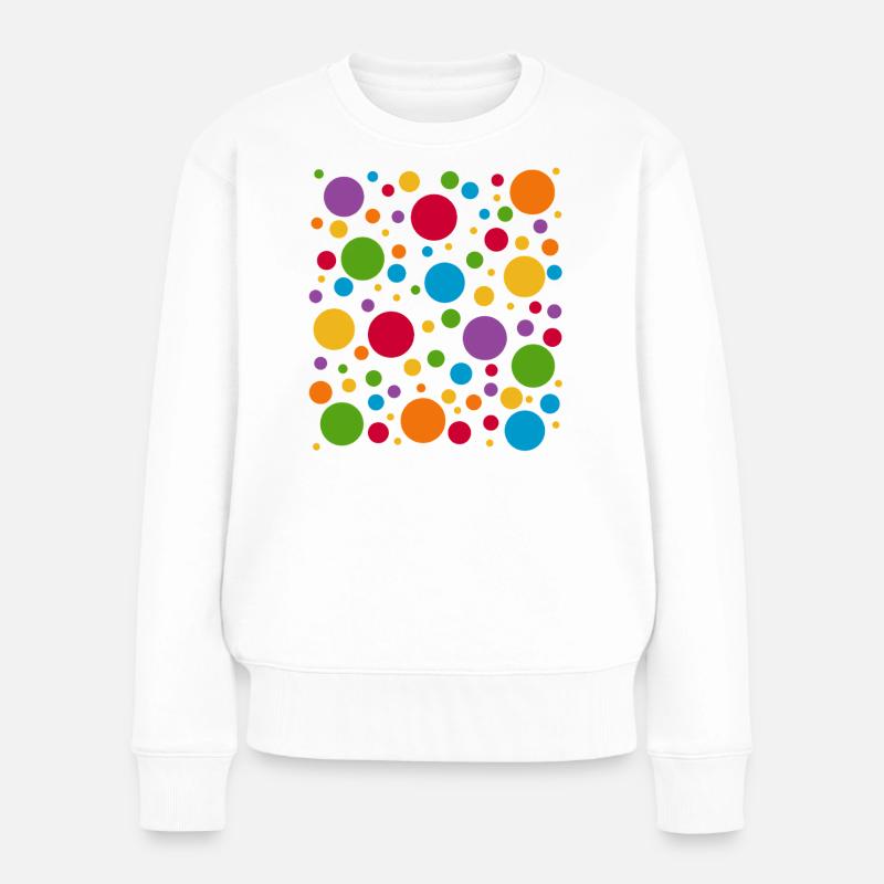 Fleckige Farbe Punkte T-Shirt - Frauen Premium Bio Pullover - Weiß