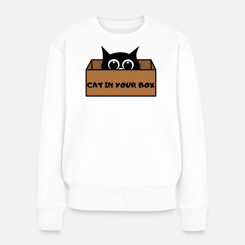 Katze in Box Peekaboo - Frauen Premium Bio Pullover - Weiß