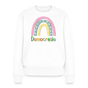 Démocratie arc-en-ciel - Pull Premium bio Femme - blanc - Devant - Julia (174cm)