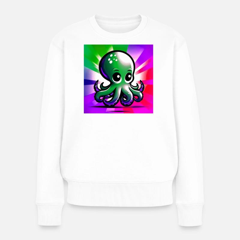 Krake - Frauen Premium Bio Pullover - Weiß