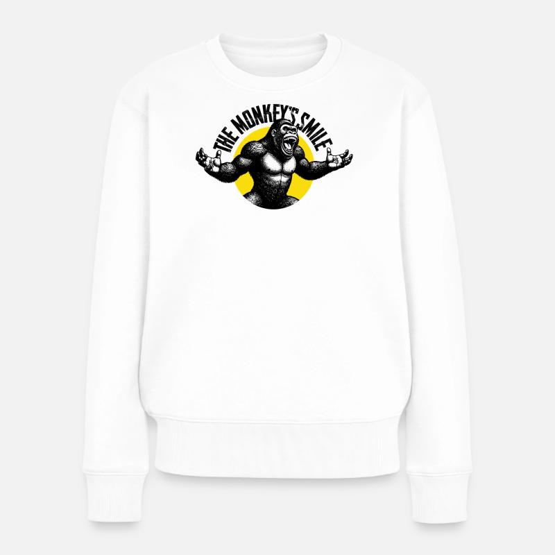 Brüllender Gorilla - Frauen Premium Bio Pullover - Weiß