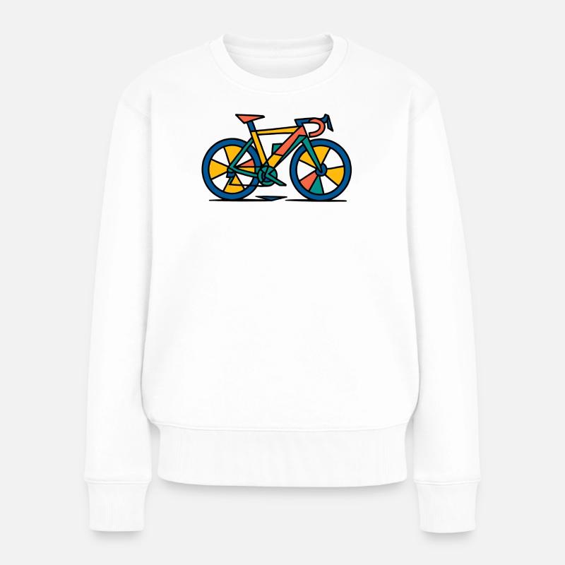 Lebendiges abstraktes Fahrrad - Frauen Premium Bio Pullover - Weiß