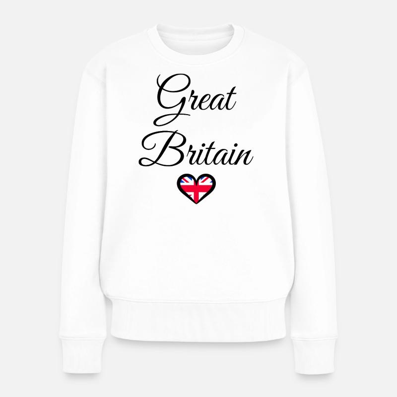 Großbritannien Herz T-Shirt - Frauen Premium Bio Pullover - Weiß