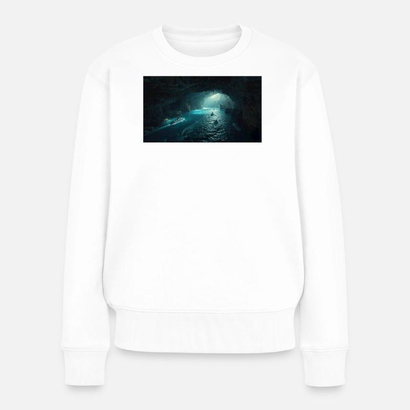 Leuchtende Meereshöhle - Frauen Premium Bio Pullover - Weiß