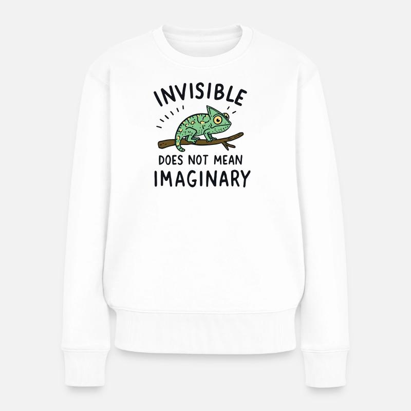 Dicton caméléon : invisible ≠ imaginaire - Pull Premium bio Femme - blanc