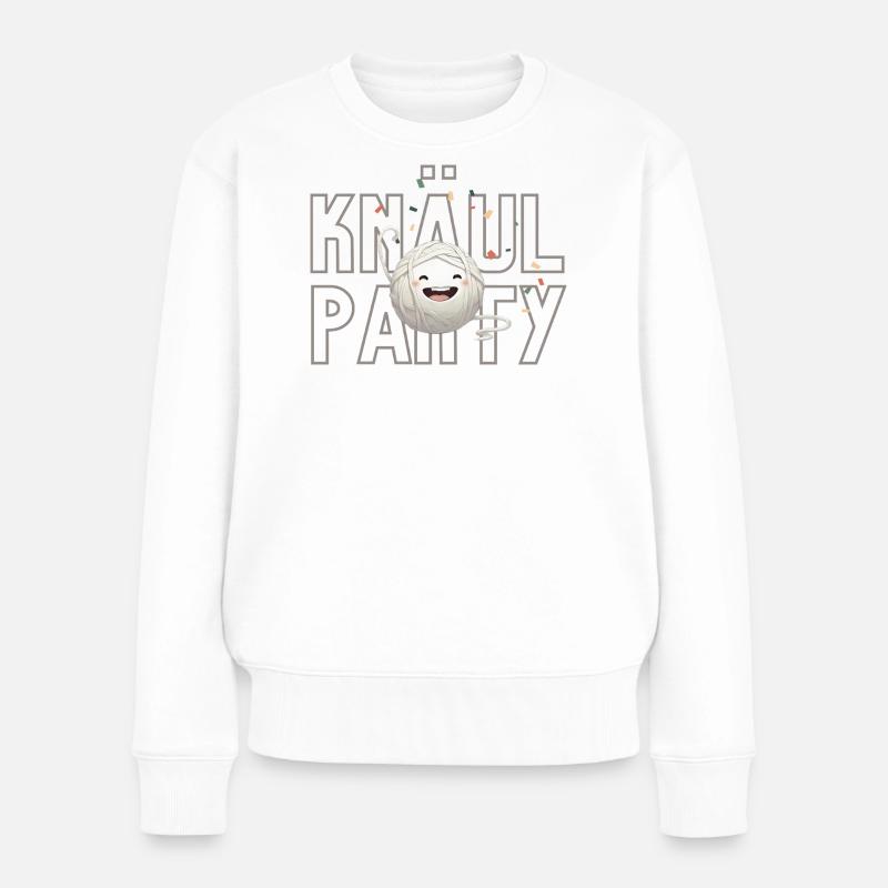 Garnkugel Party - Frauen Premium Bio Pullover - Weiß