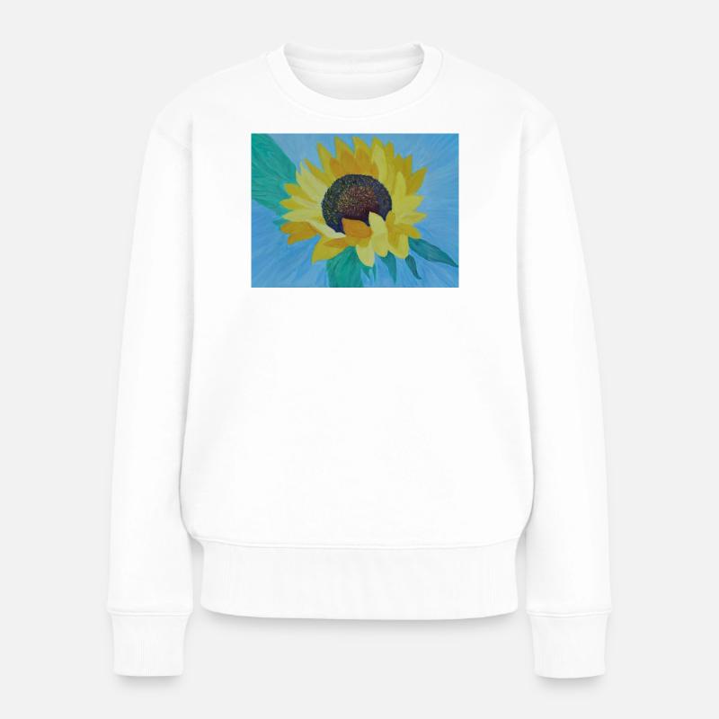Sonnenblume Bunte Malerei Kunst - Frauen Premium Bio Pullover - Weiß