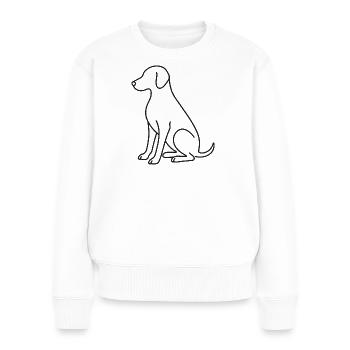 Croquis de chien assis – Motif animalier - Pull Premium bio Femme - blanc - Devant - Julia (174cm)