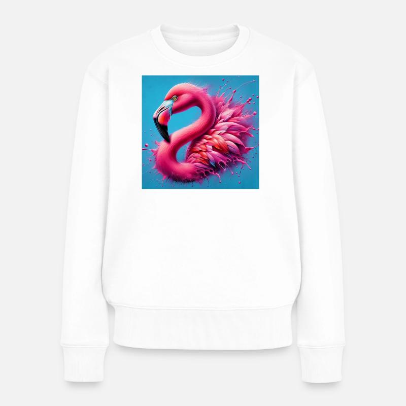 Flamingo - Frauen Premium Bio Pullover - Weiß
