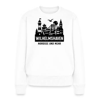 wilhelmshaven silhouette stadt friesland moin  - Frauen Premium Bio Pullover - Weiß - Vorne - Julia (174cm)