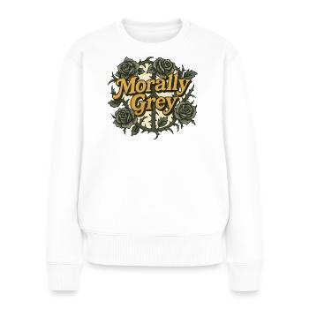 Moralisch graue Rosen Vintage Emblem - Frauen Premium Bio Pullover - Weiß - Vorne - Julia (174cm)