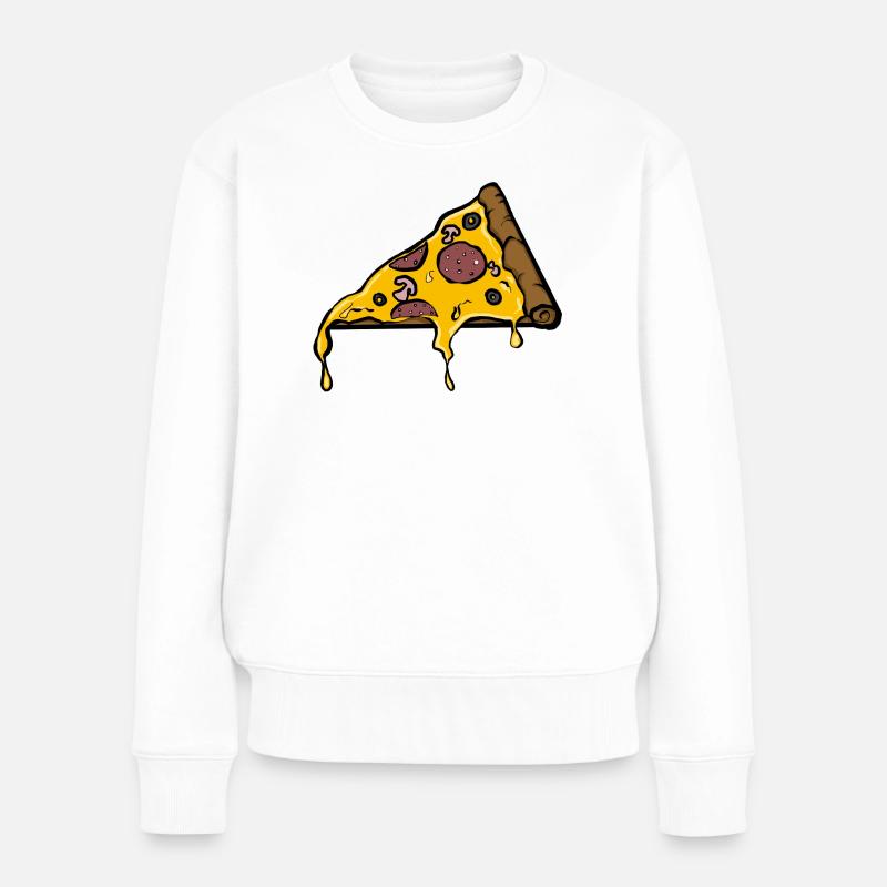 Schmelzende Peperoni Pizza Slice Illustration - Frauen Premium Bio Pullover - Weiß