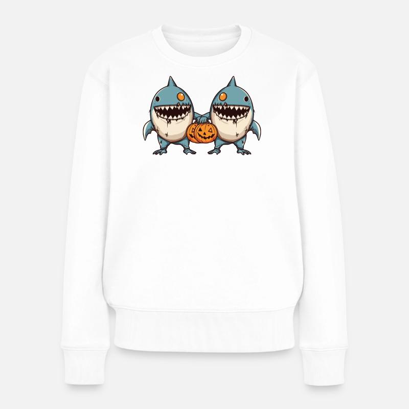 Hai Halloween Team Lustig - Frauen Premium Bio Pullover - Weiß