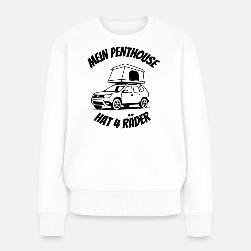 Dachzelt - mein Penthouse - Frauen Premium Bio Pullover - Weiß