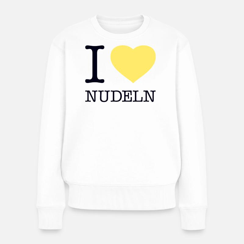 I love Nudeln - Frauen Premium Bio Pullover - Weiß