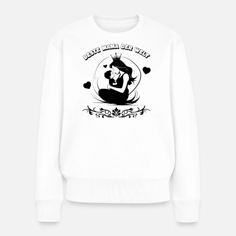 Beste Mama der Welt Silhouette - Frauen Premium Bio Pullover - Weiß