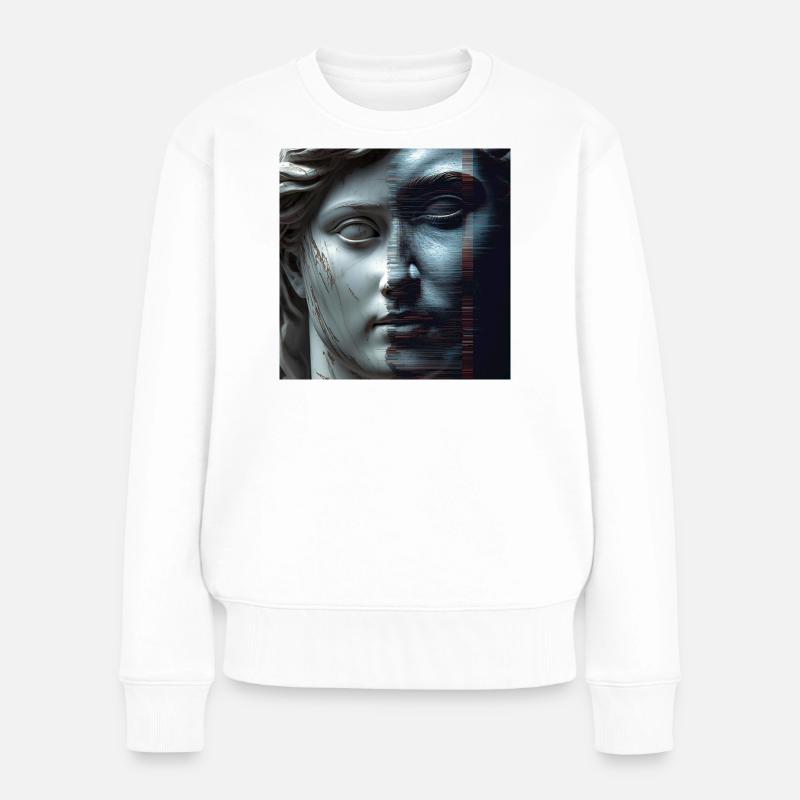 L’antiquité rencontre le glitch - Pull Premium bio Femme - blanc