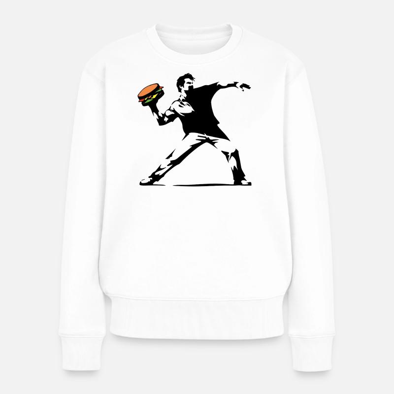 Hamburger Pop Art Burst - Pull Premium bio Femme - blanc