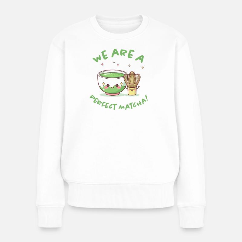 Perfekter Matcha Moment - Frauen Premium Bio Pullover - Weiß
