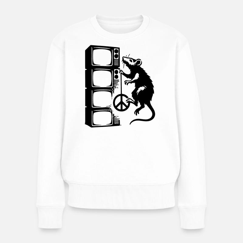 Ratte mit Bildschirm - Frauen Premium Bio Pullover - Weiß