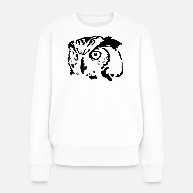Eule - Frauen Premium Bio Pullover - Weiß