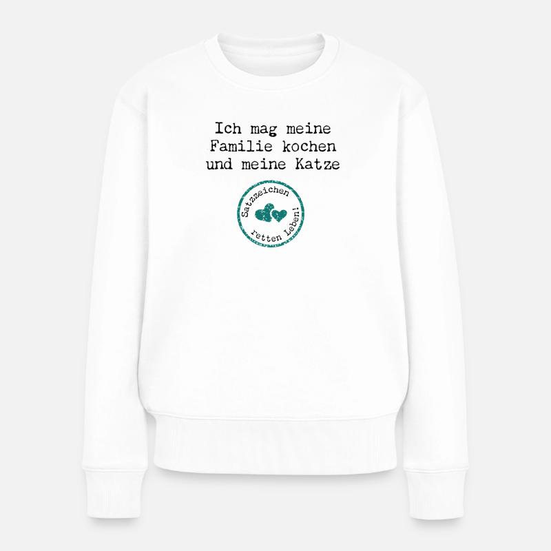 Ich mag meine Familie kochen – Deutsch Spruch - Frauen Premium Bio Pullover - Weiß