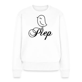Sparrow Beep – Beeping Bird Cartoon Motif - Women's Premium Organic Jumper - white - Front - Julia (174cm)