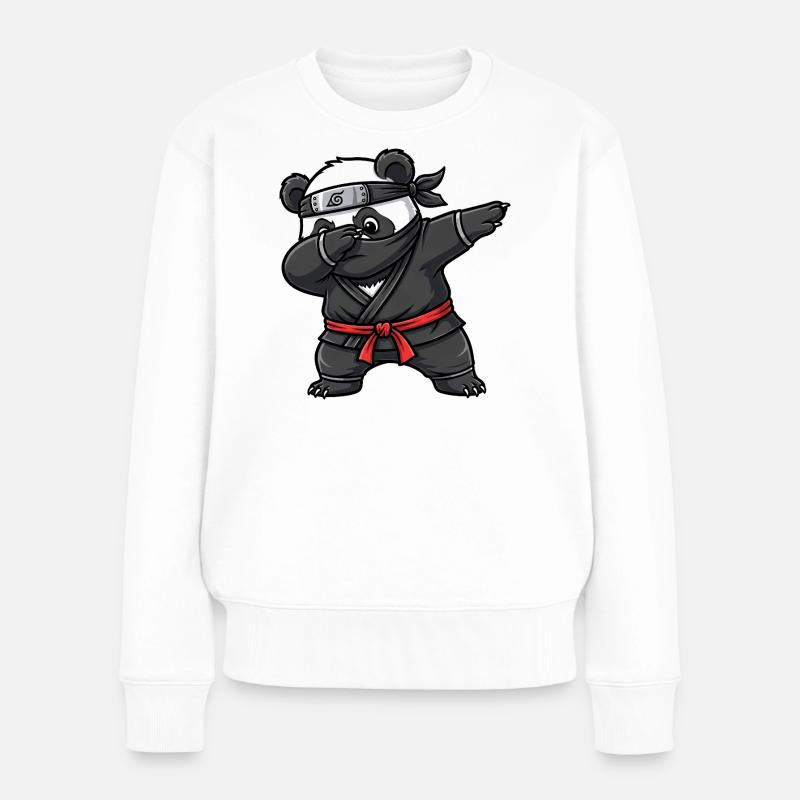 Ninja Panda Samurai Japan Tradition  - Frauen Premium Bio Pullover - Weiß