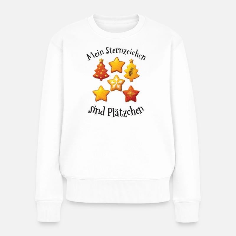 Lustiges Weihnachten Sternzeichen Plätzchen Motiv - Frauen Premium Bio Pullover - Weiß