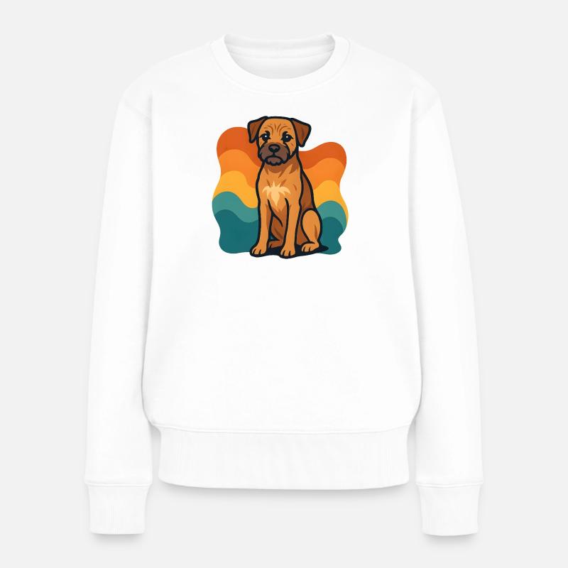 Bunter Border Terrier Hund mit Wellenmuster - Frauen Premium Bio Pullover - Weiß