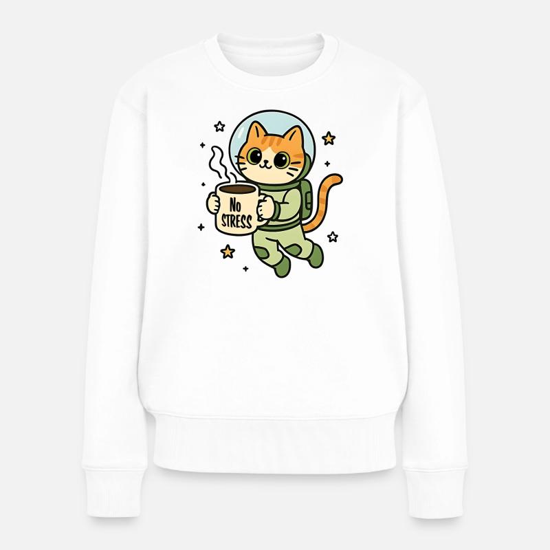 Katze Astronaut Zen Tasse - Frauen Premium Bio Pullover - Weiß