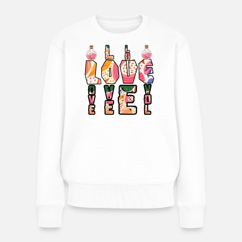 Boho Bunte Liebesbriefe - Frauen Premium Bio Pullover - Weiß