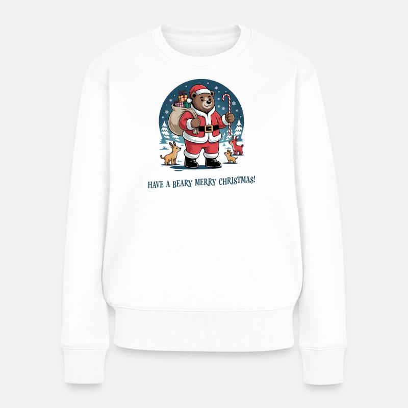 Beary Joyeux Noël Père Noël Ours - Pull Premium bio Femme - blanc