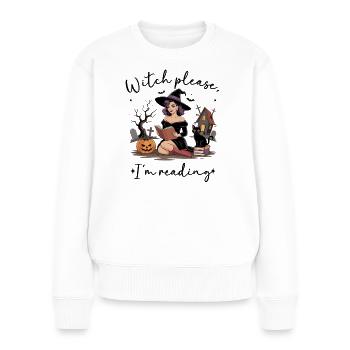 Hexenlesung Halloween-Moment - Frauen Premium Bio Pullover - Weiß - Vorne - Julia (174cm)