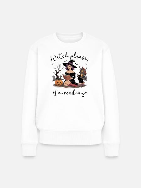Hexenlesung Halloween-Moment - Frauen Premium Bio Pullover - Weiß