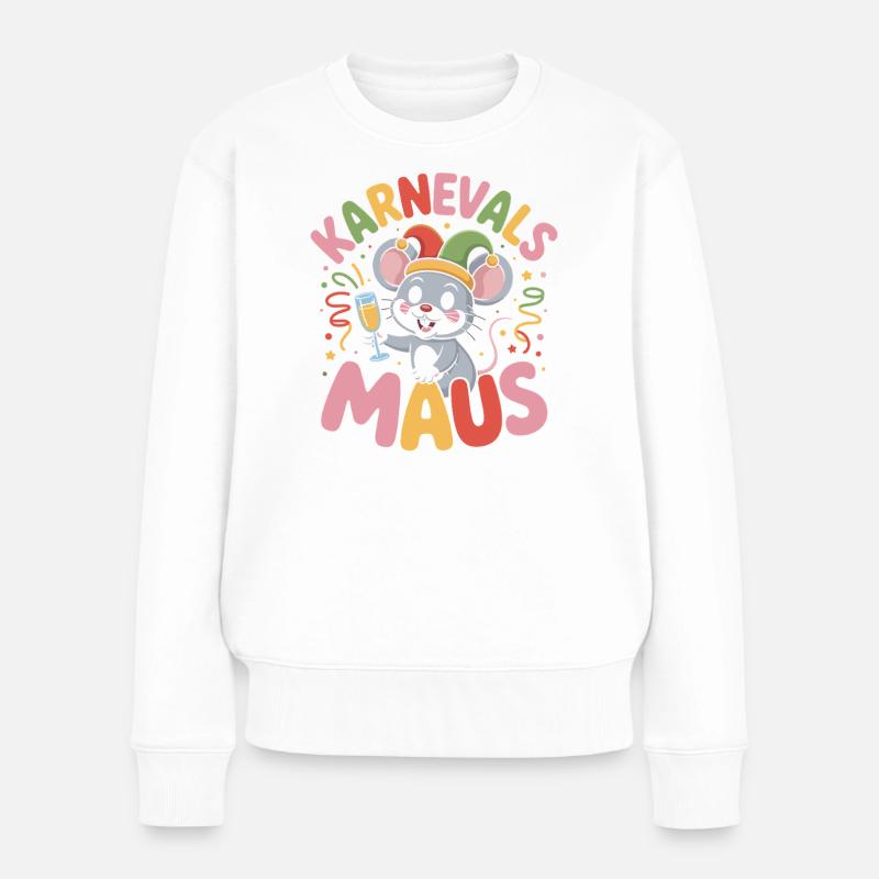 Karnevalsmaus Karneval Köln Kölner Karnevals Maus - Frauen Premium Bio Pullover - Weiß