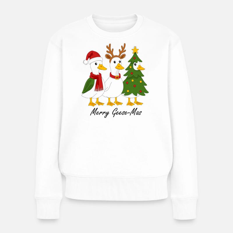 Weihnachten und gänse - Frauen Premium Bio Pullover - Weiß