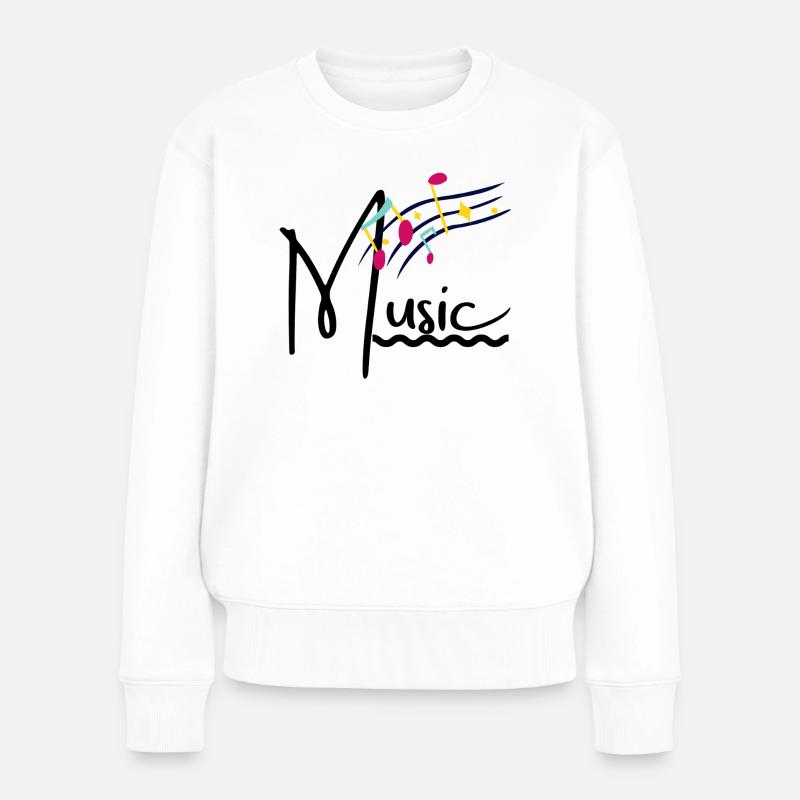 Notes de musique colorées - Pull Premium bio Femme - blanc