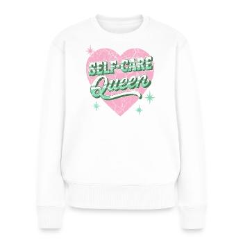 Mindfulness and Self-Care Pullover Hoodie for Women - Women's Premium Organic Jumper - white - Front - Julia (174cm)