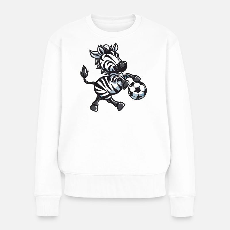Zebraspieler mit Ball - Frauen Premium Bio Pullover - Weiß