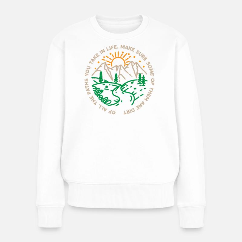 Sunrise Mountain River Wanderweg - Frauen Premium Bio Pullover - Weiß