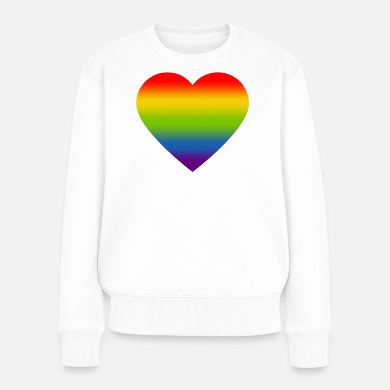 Rainbow_heart - Pull Premium bio Femme - blanc
