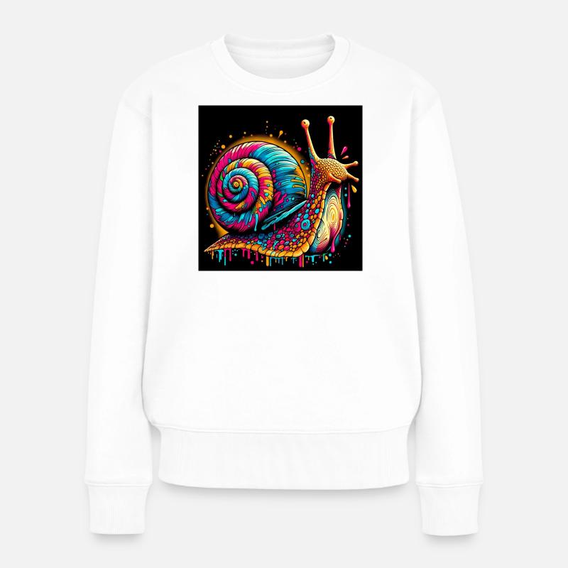 Schnecke - Frauen Premium Bio Pullover - Weiß