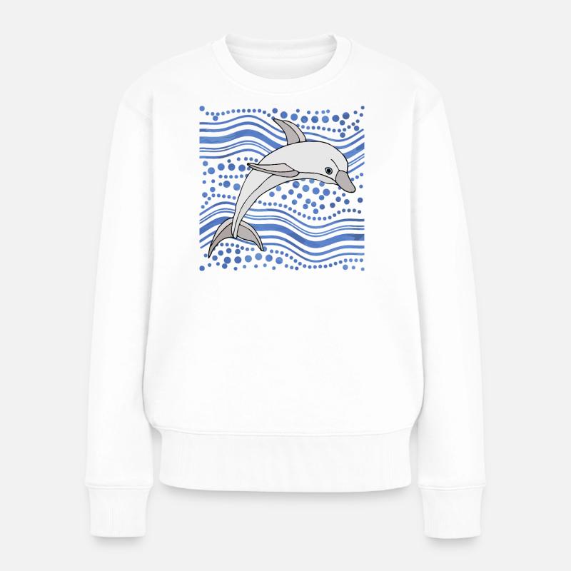 Delfin - Frauen Premium Bio Pullover - Weiß