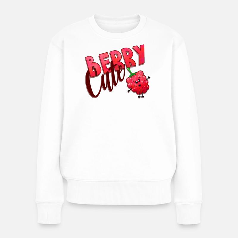 Berry Cute Raspberry - Women's Premium Organic Jumper - white