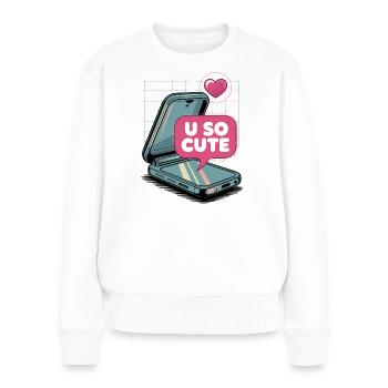 U So Cute Pop Art Handy - Frauen Premium Bio Pullover - Weiß - Vorne - Julia (174cm)