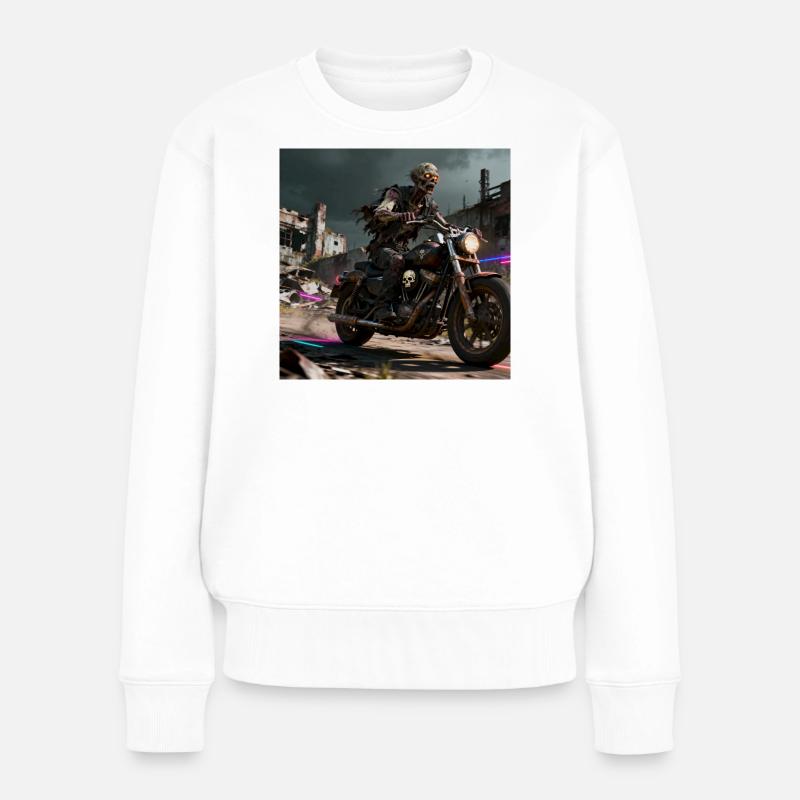 Zombie Rider Motorrad Armageddon - Frauen Premium Bio Pullover - Weiß