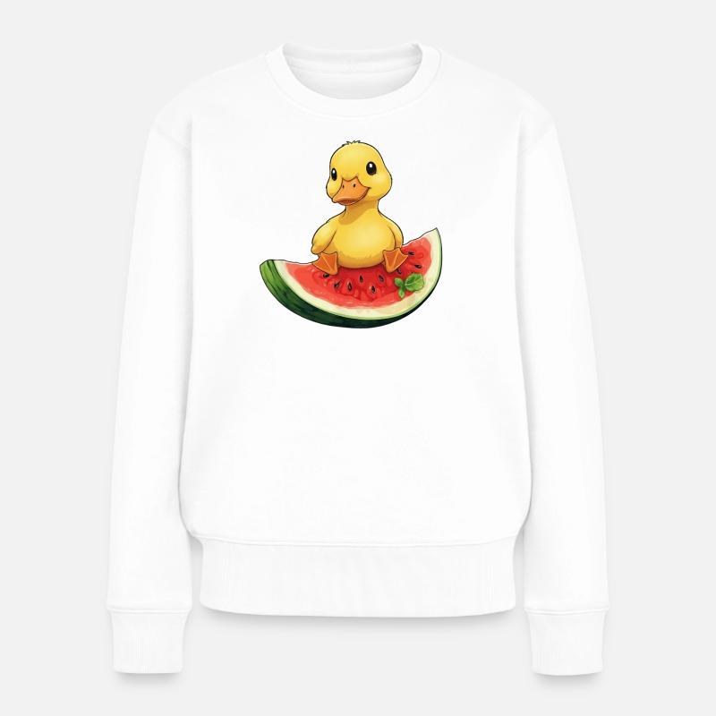 Avslappnad sommardesign med vattenmelonfrukt - Ekologisk premiumtröja dam - vit
