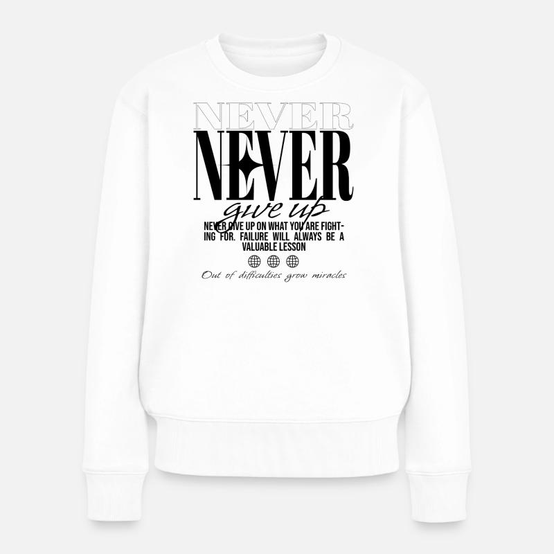 Nie Aufhören Zu Entdecken - Frauen Premium Bio Pullover - Weiß